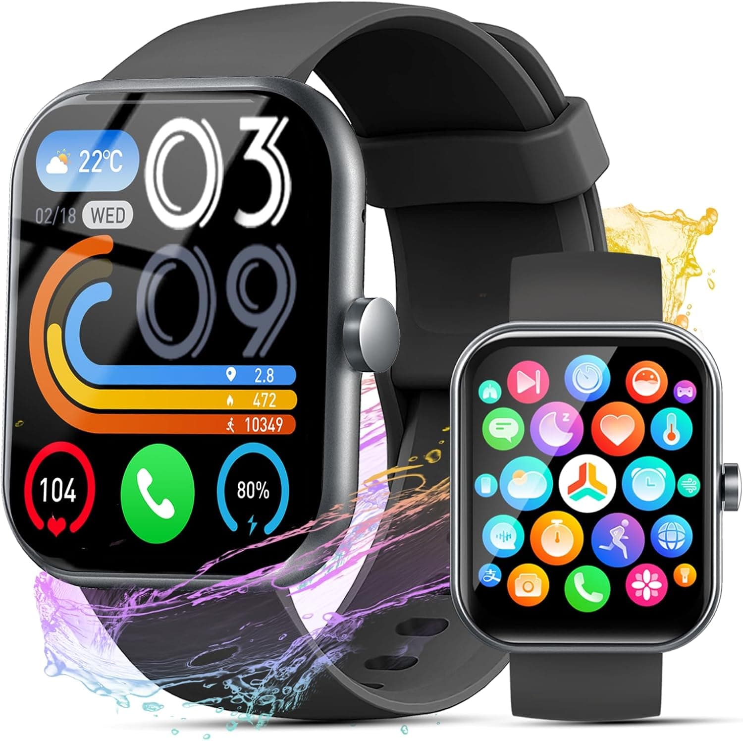 Fempoin 1.96" Smart Watch with Bluetooth Calling & Fitness Tracking