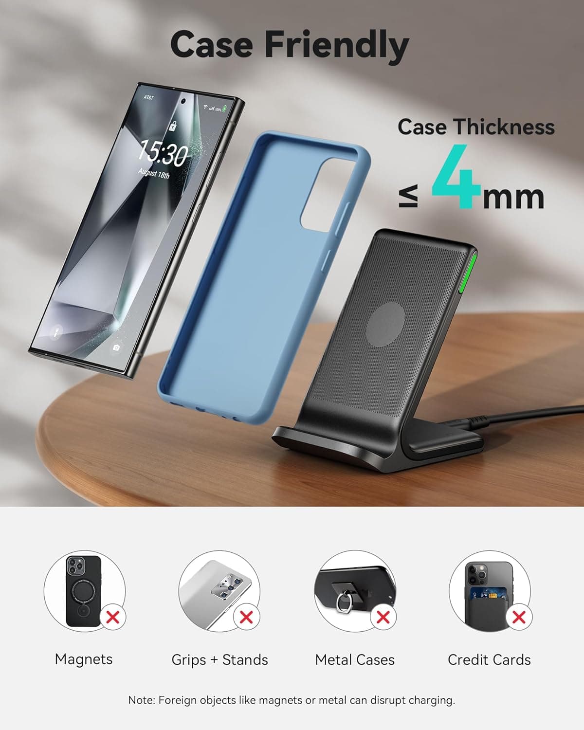 INIU 15W Fast Wireless Charger with Adaptive Light & Safety Features - image 5
