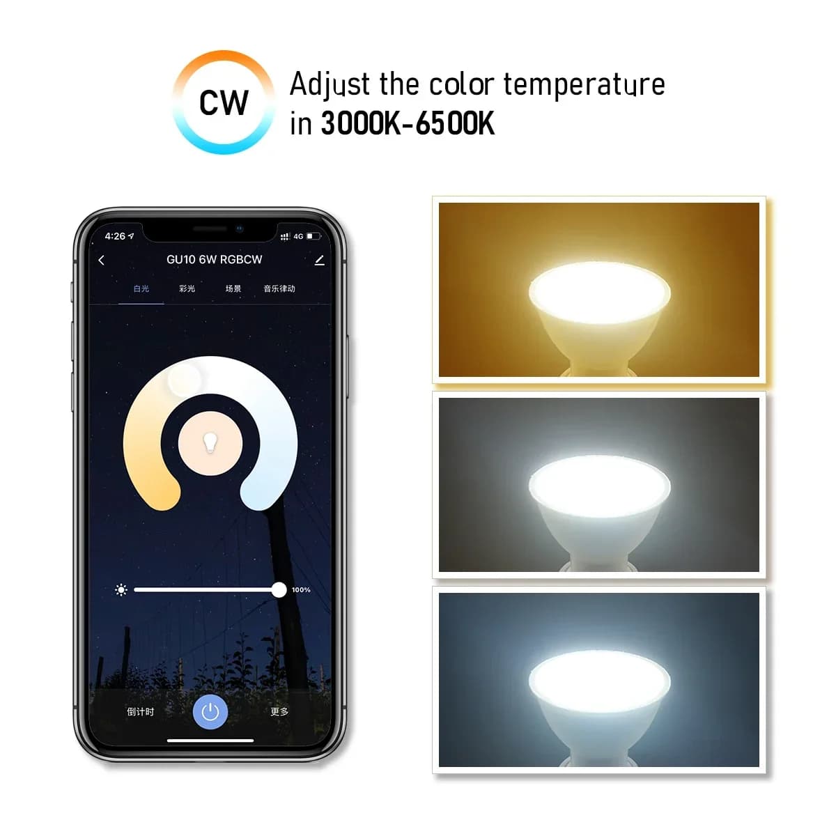 Tuya GU10 LED Dimmable Smart Bulb - image 4