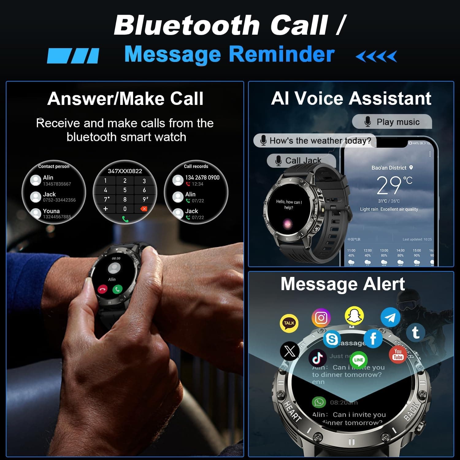 Oiviato Military-Style Fitness Tracker and Smartwatch - image 2