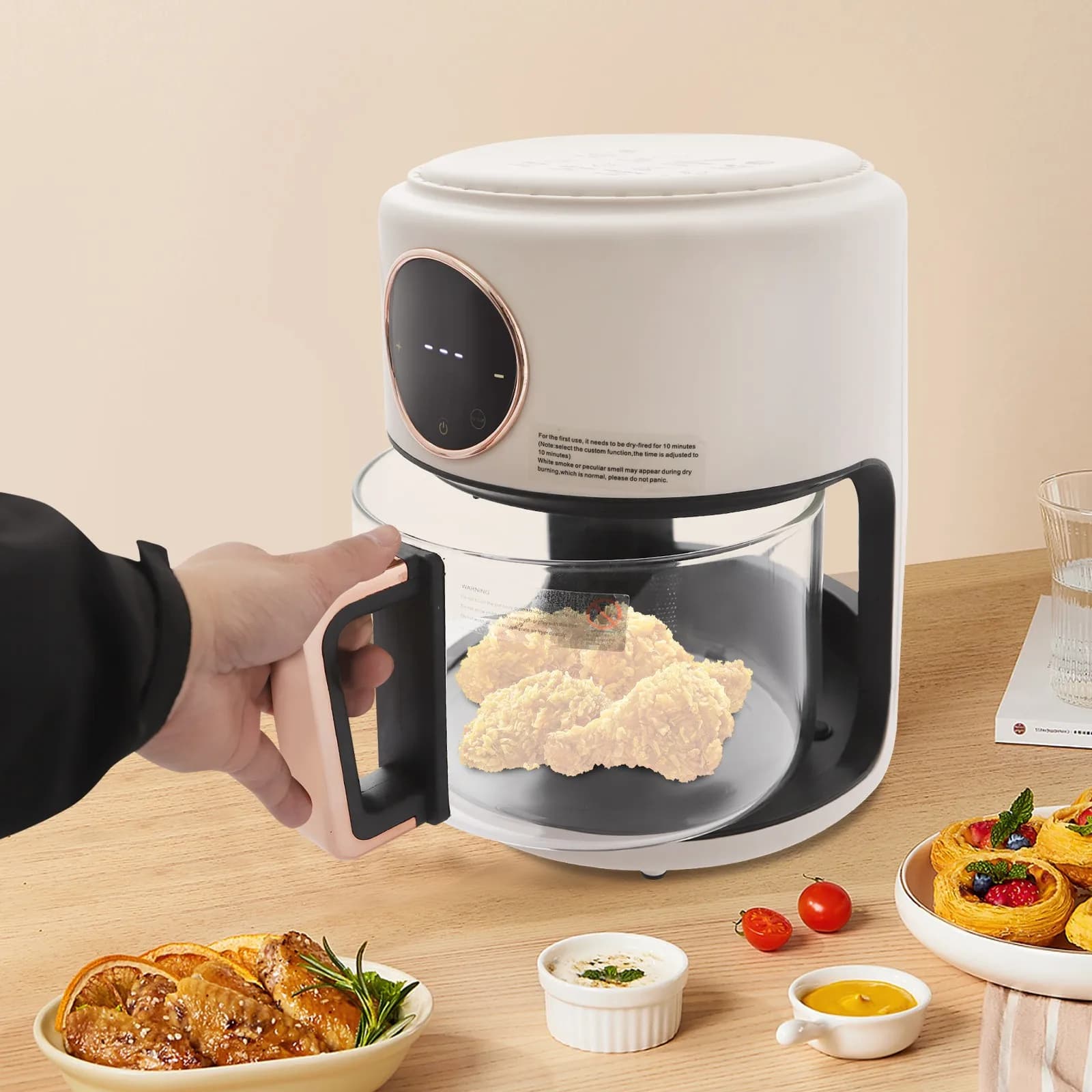 Airy Fryer 4.2L Cylinder Air Fryer White
