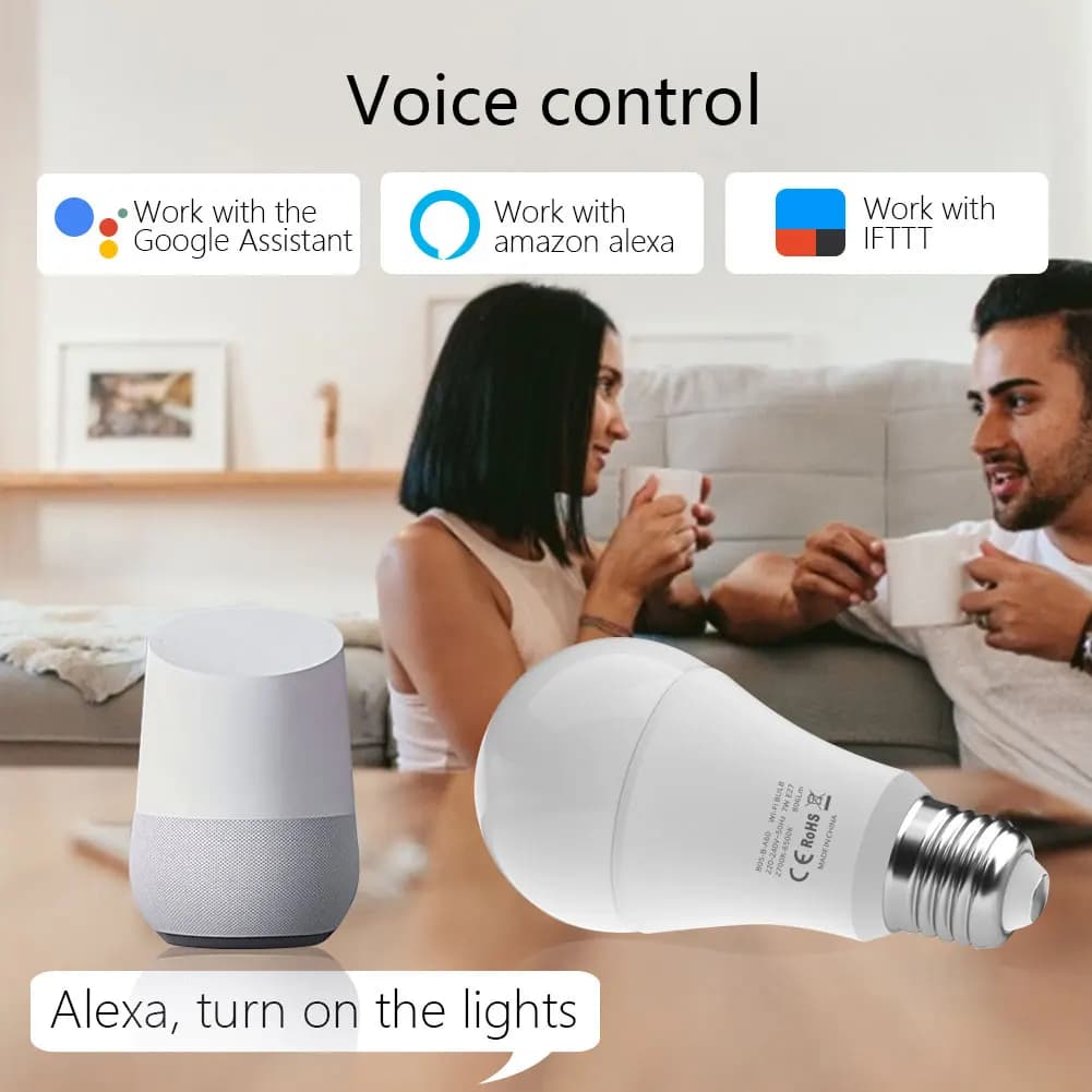 Smart LED Light Bulbs E27 TUYA RGB+White+Warm - image 3