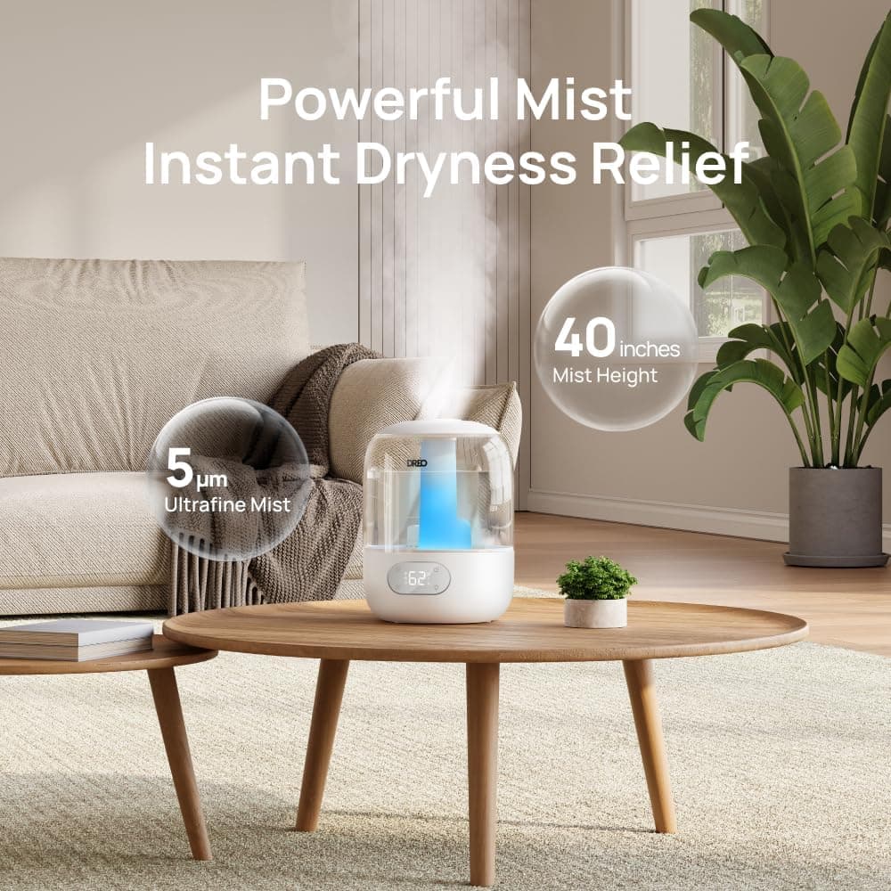 DREO 3L Top Fill Ultrasonic Cool Mist Humidifier with Night Light - image 5