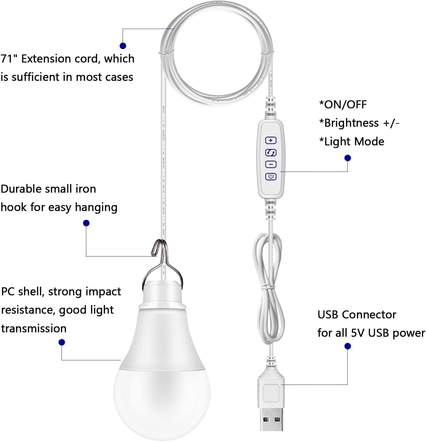 Apowking USB LED Light Bulb for Portable Power Stations - image 3