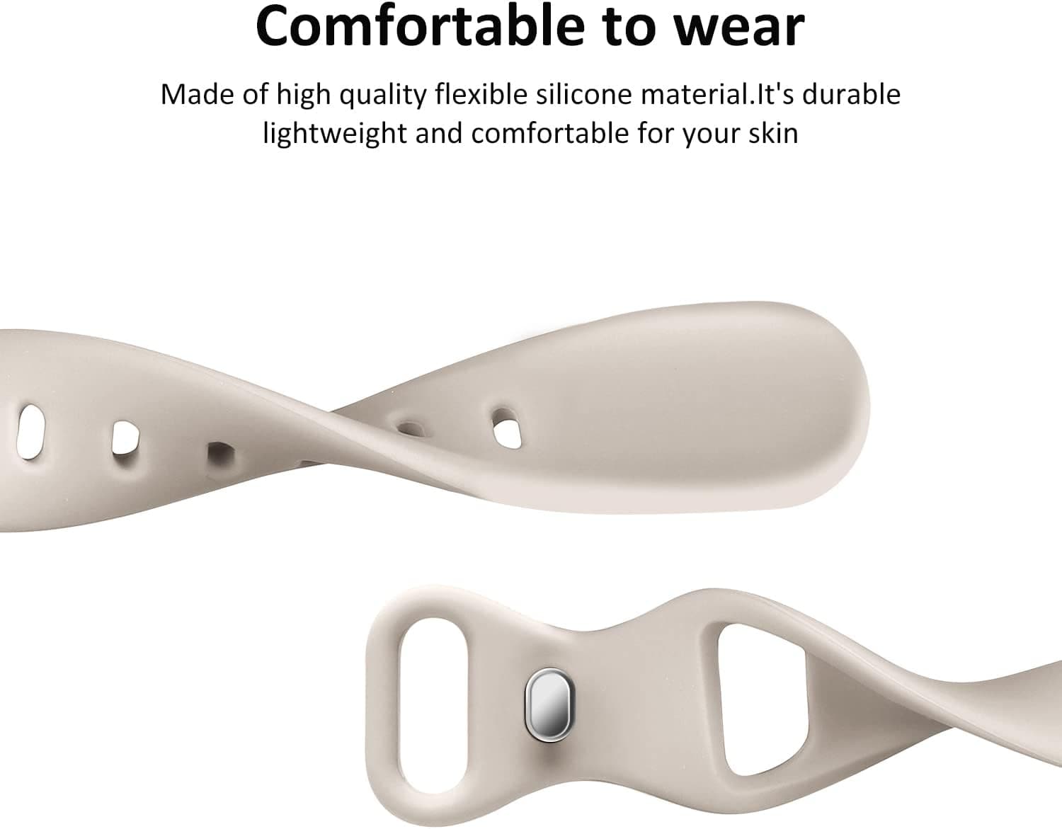 Slim Silicone Replacement Strap for Apple Watch - Starlight - image 4