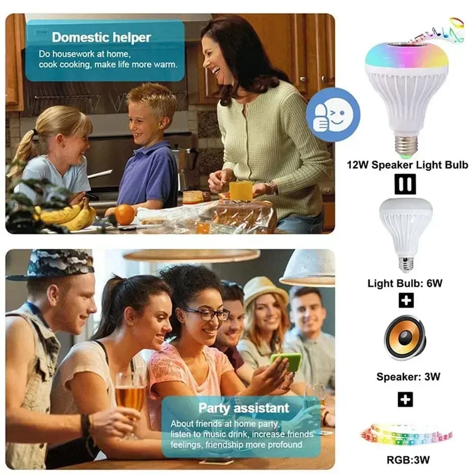 Bluetooth Music Bulb RGBW Remote Control Speaker - image 5