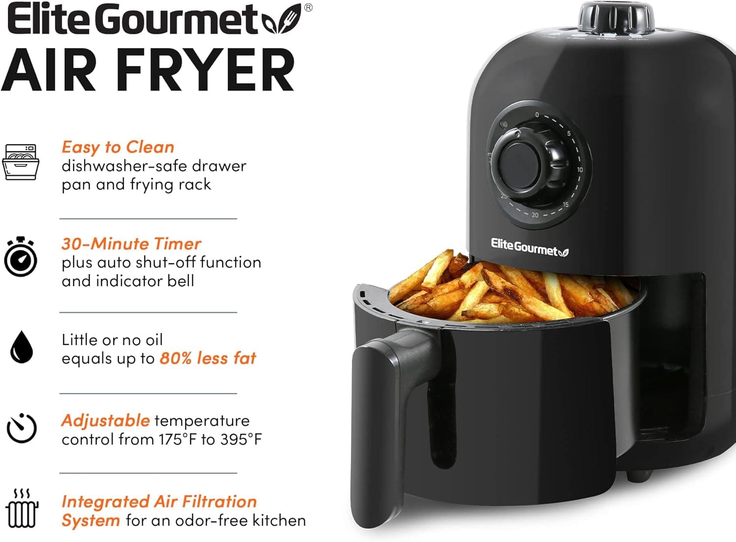Elite Gourmet EAF1121 Personal 1.1 Quart Air Fryer - image 2