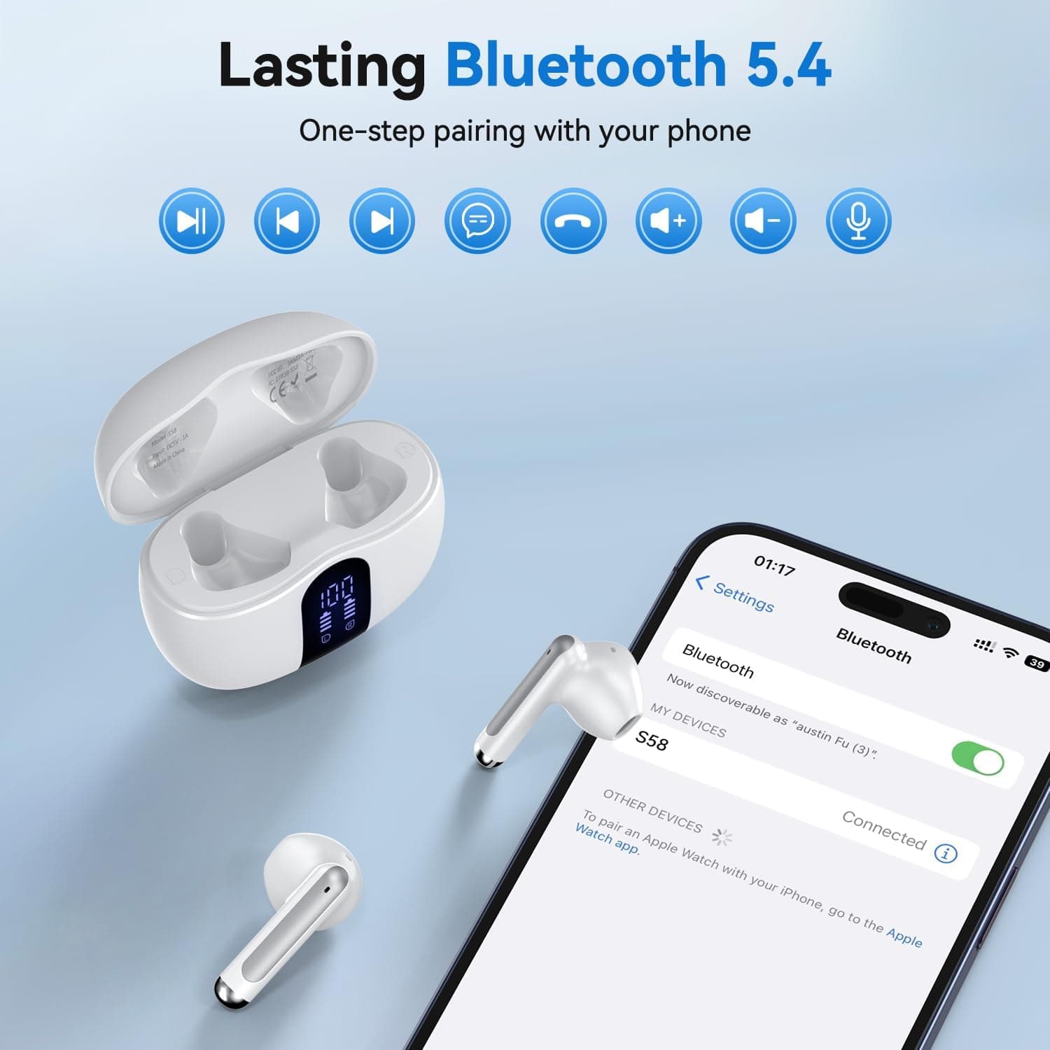 JYUESJKJ Bluetooth 5.4 Wireless Earbuds with USB-C Case - image 3