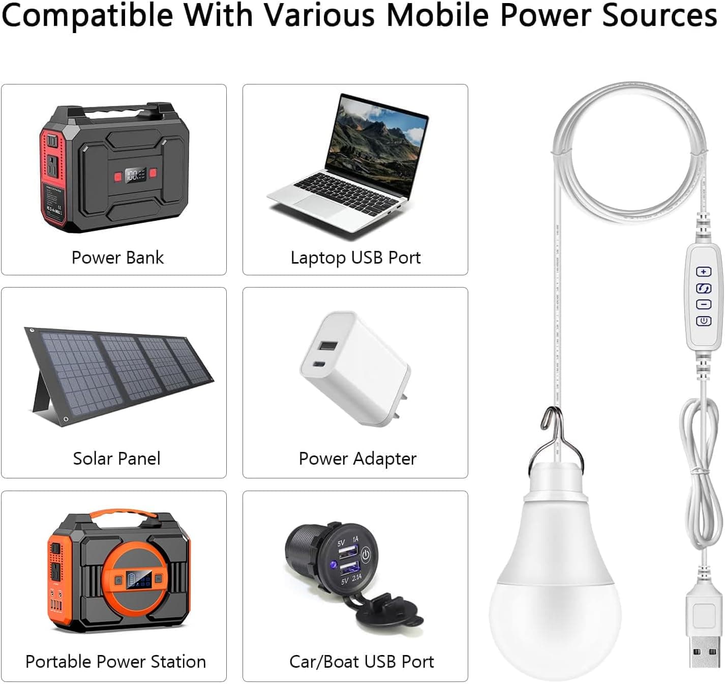 Apowking USB LED Light Bulb for Portable Power Stations - image 4