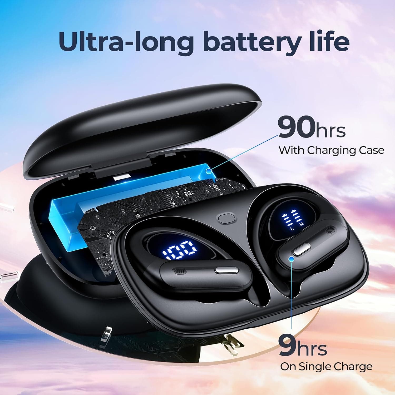 GNMN X19 wireless earbuds with ear hooks, ANC, and case - image 3