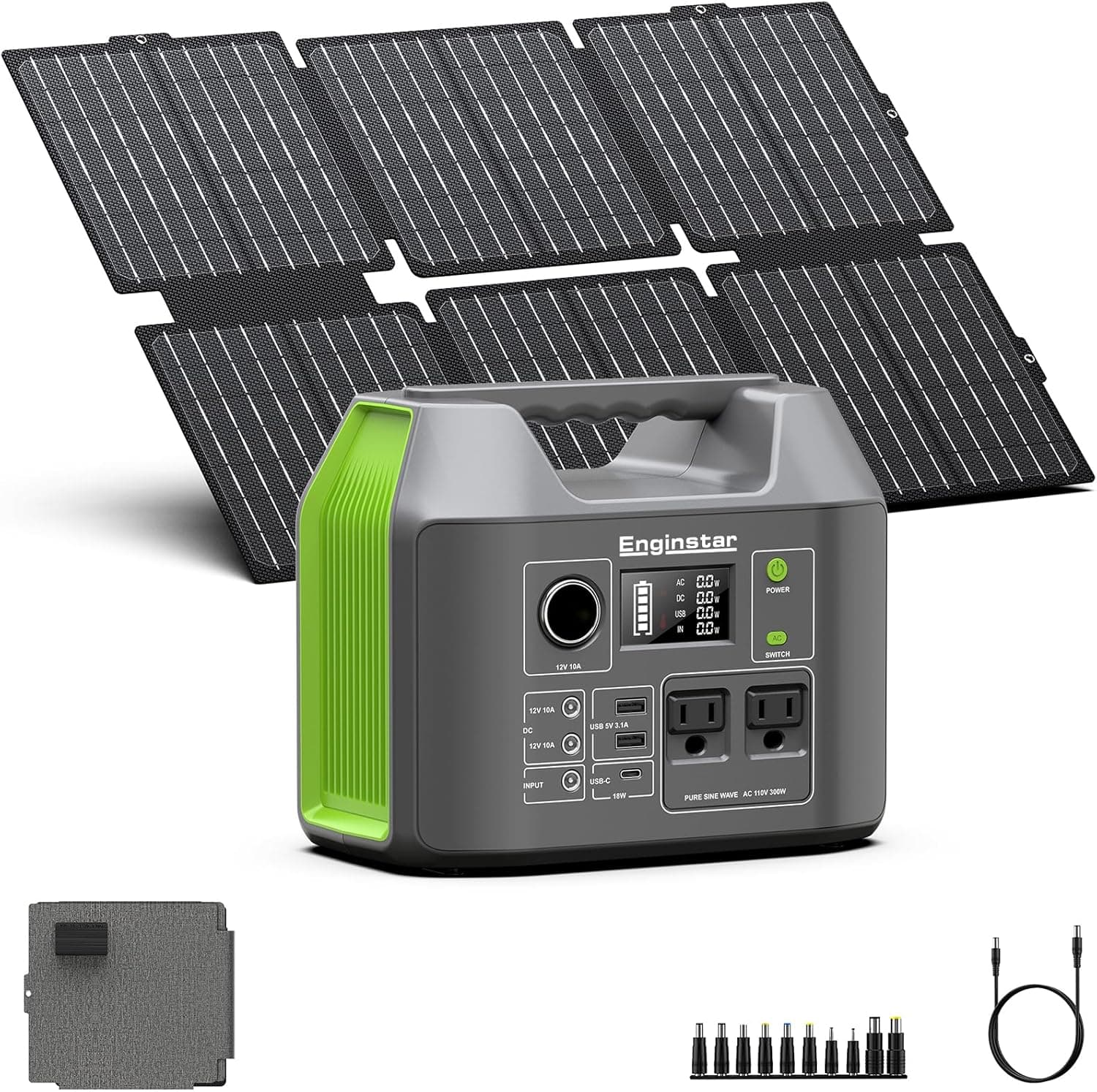 EnginStar 300W Portable Power Station with 60W Solar Panel