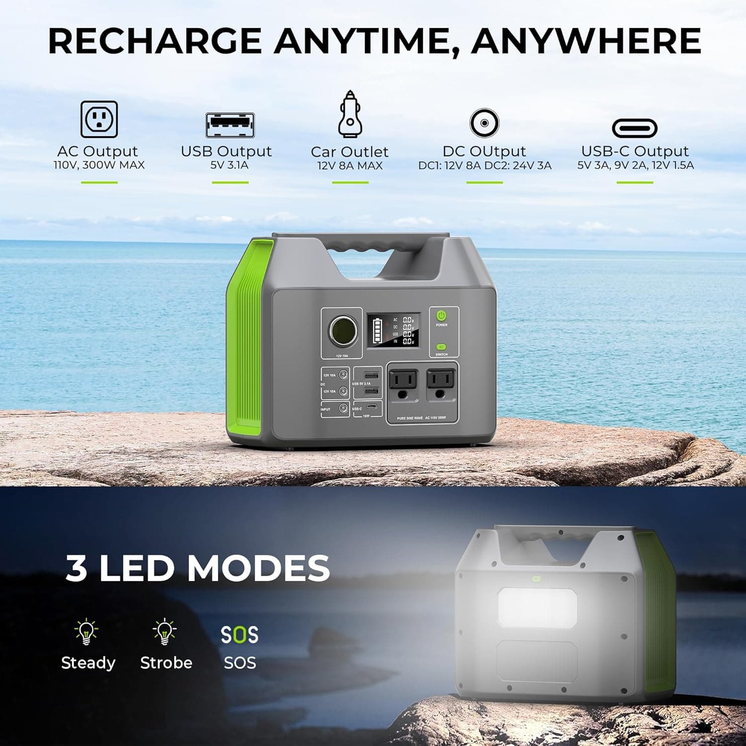 EnginStar 300W Portable Power Station with 60W Solar Panel - image 3