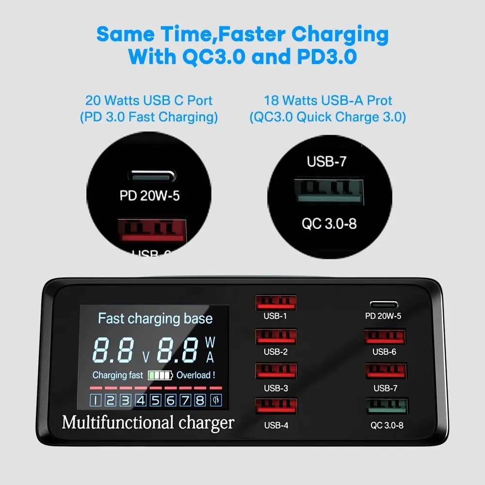100W 8 Ports USB Charger Station - image 3