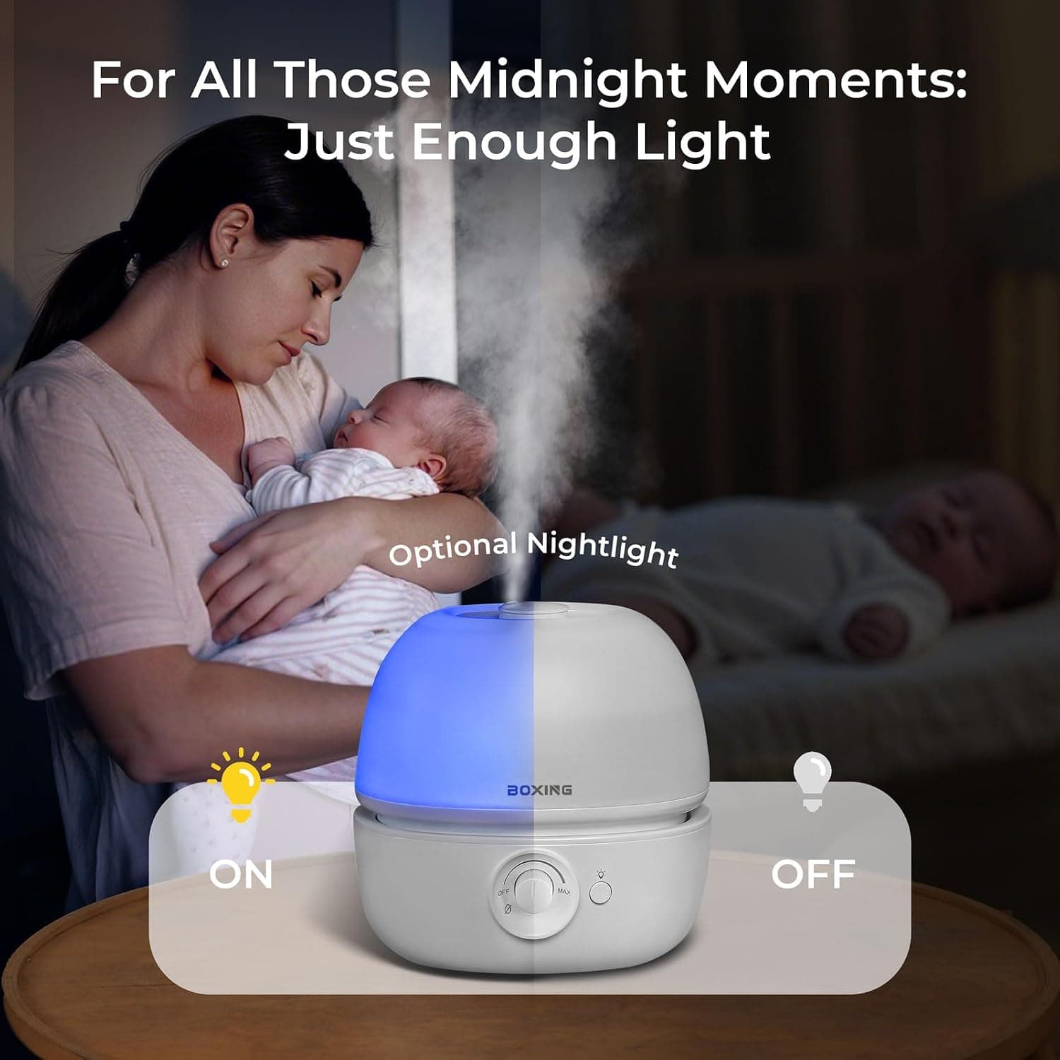 Boxing 3L top-fill cool mist bedroom humidifier with oil tray - image 5