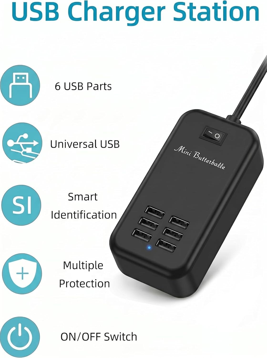 Mini Butterballe 6-Port USB Desktop Charging Station - image 2