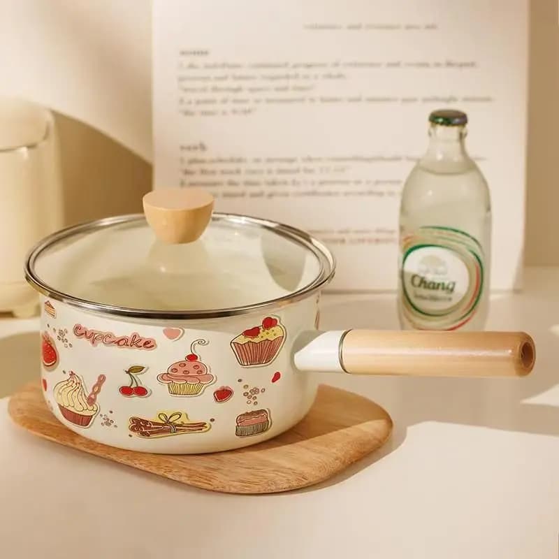 Enamel Milk Pot - Baby Food Cookware