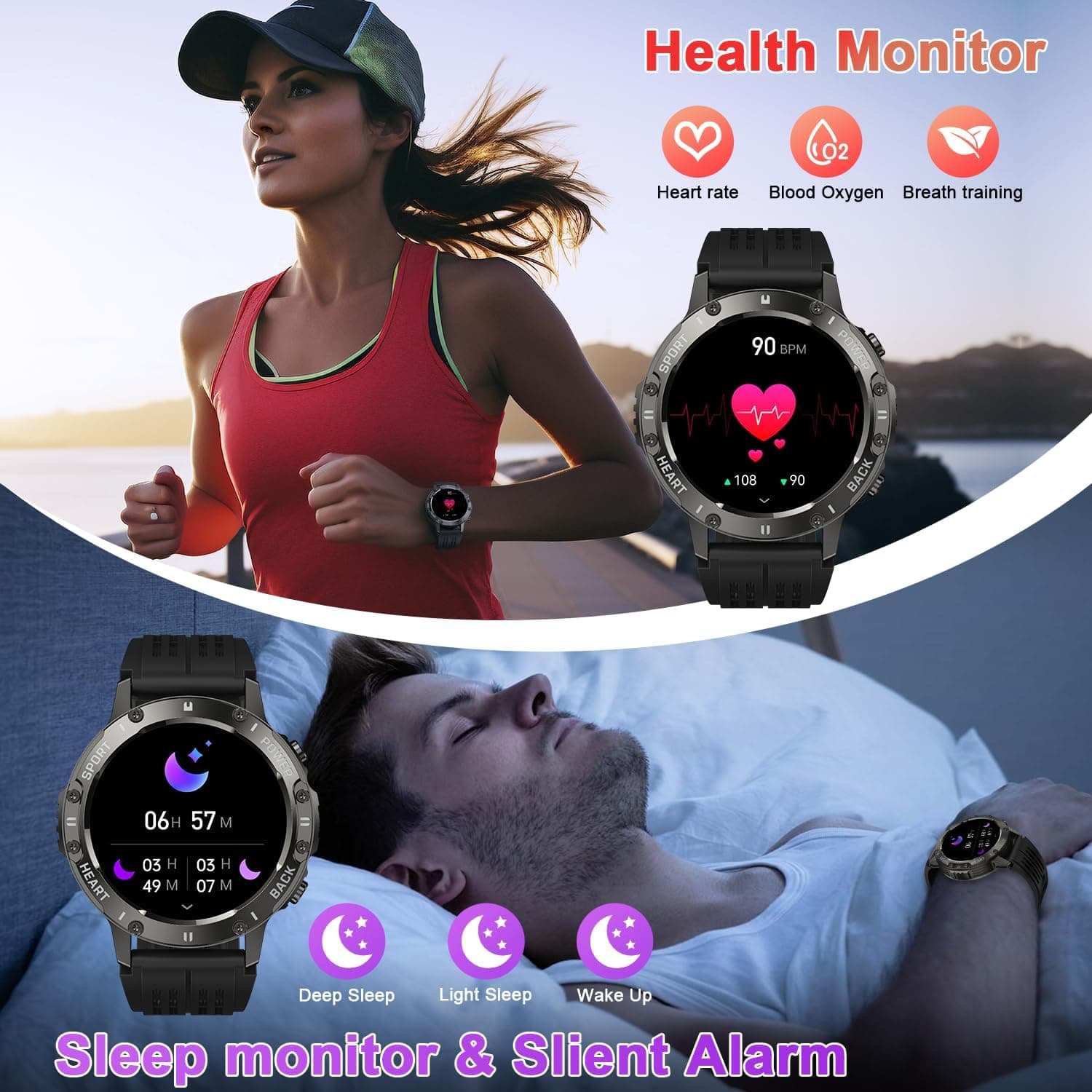 Oiviato Military-Style Fitness Tracker and Smartwatch - image 3