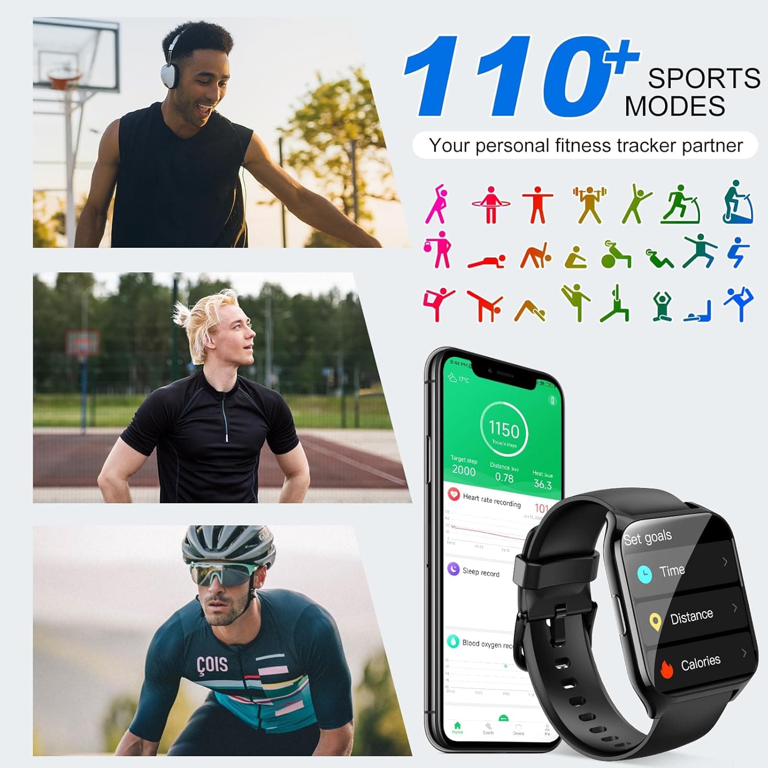 DUSONLAP 1.85-inch Bluetooth Smart Watch and Fitness Tracker - image 4