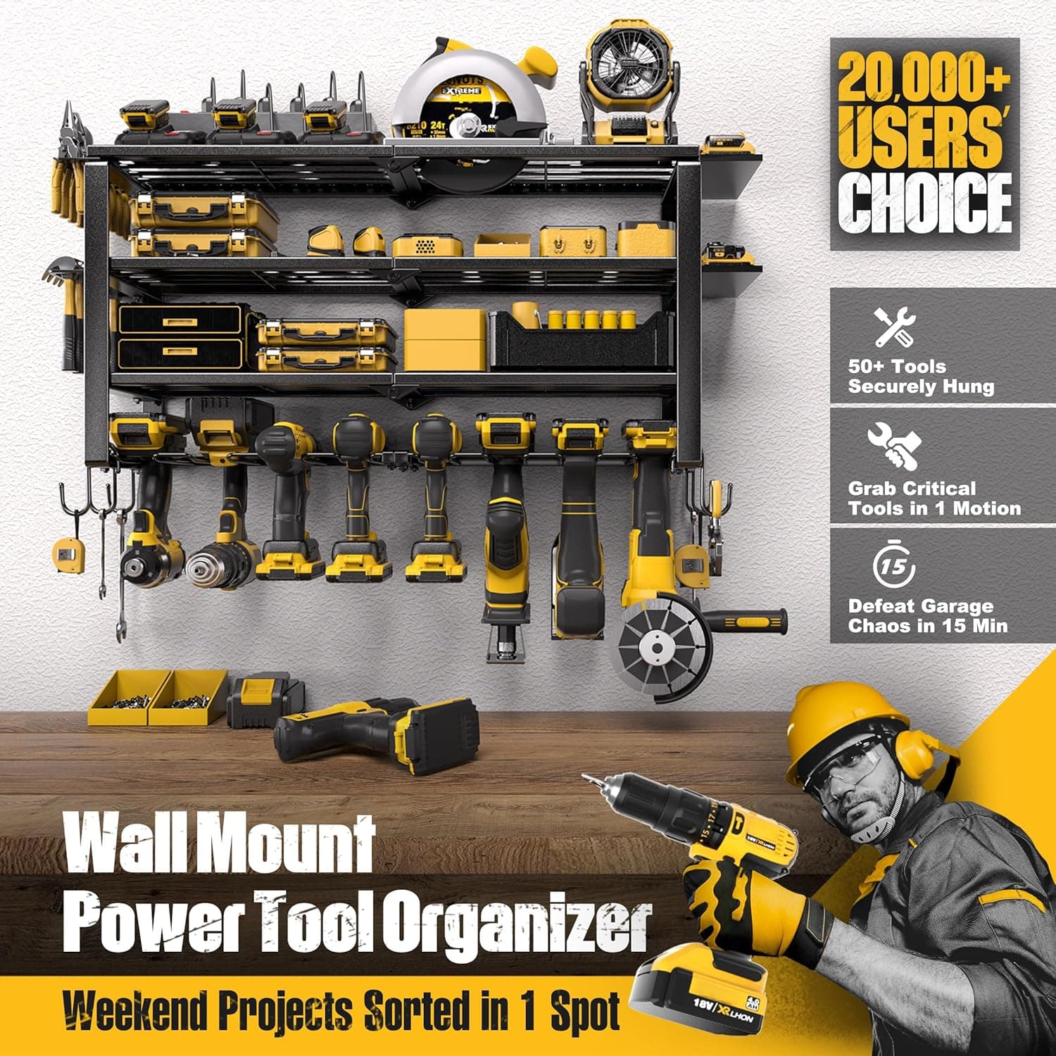 Spampur 4-Tier Power Tool Organizer with 6-Outlet Charging Station - image 2