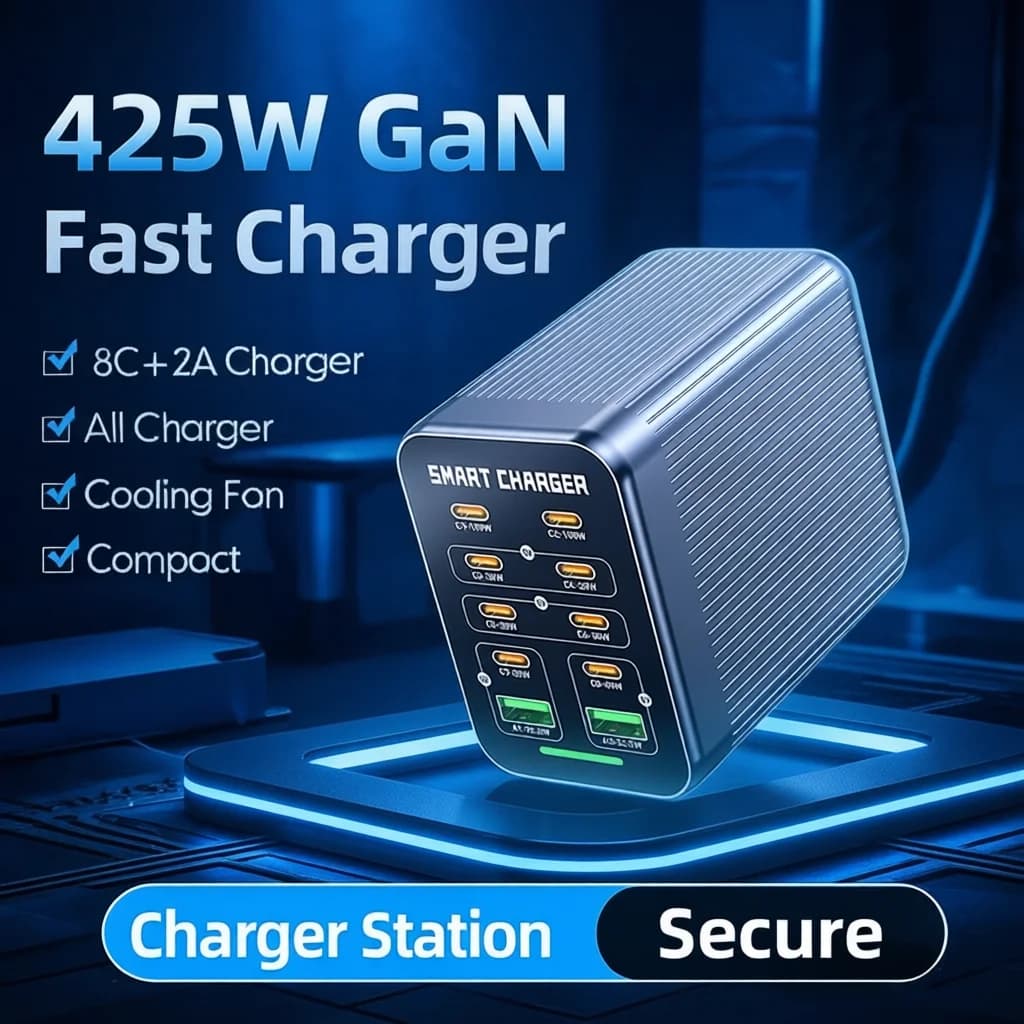 Unbranded 425W 10-Port GaN Desktop Charging Station