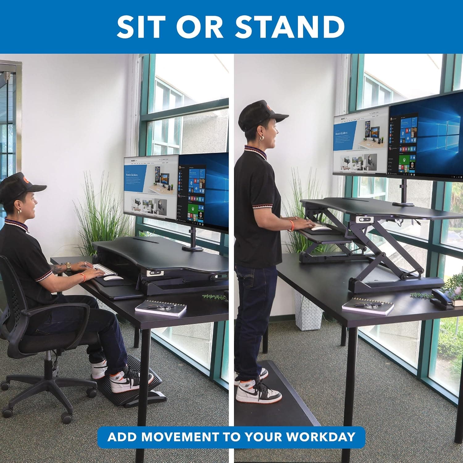 Mount-It! Electric Standing Desk Converter with Dual Arms - image 5