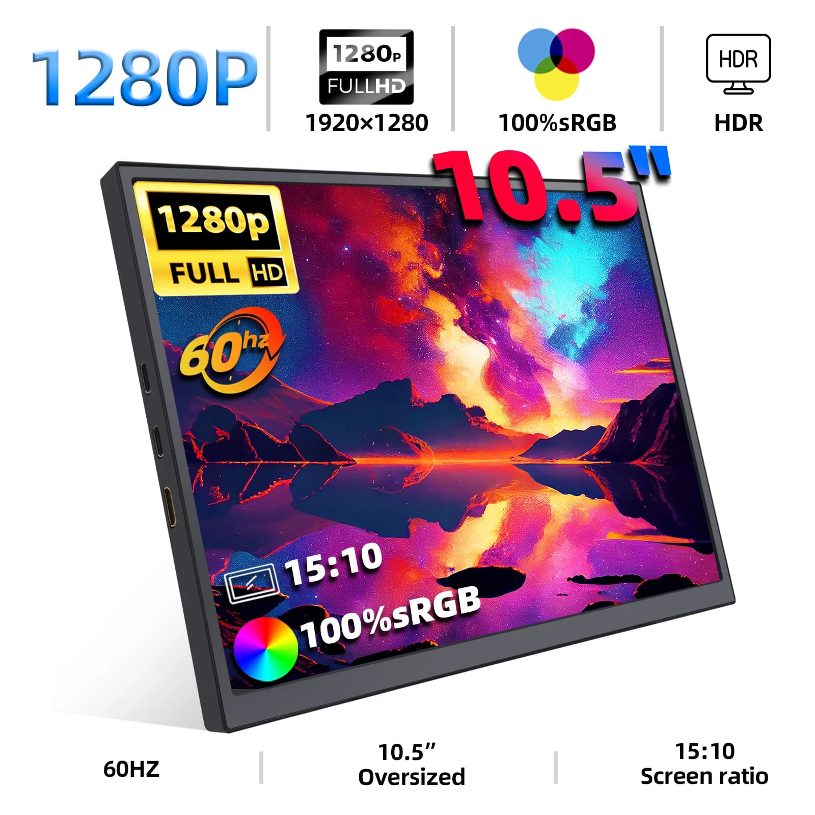 ZSUS 10.5-Inch Portable Monitor for Consoles and PCs