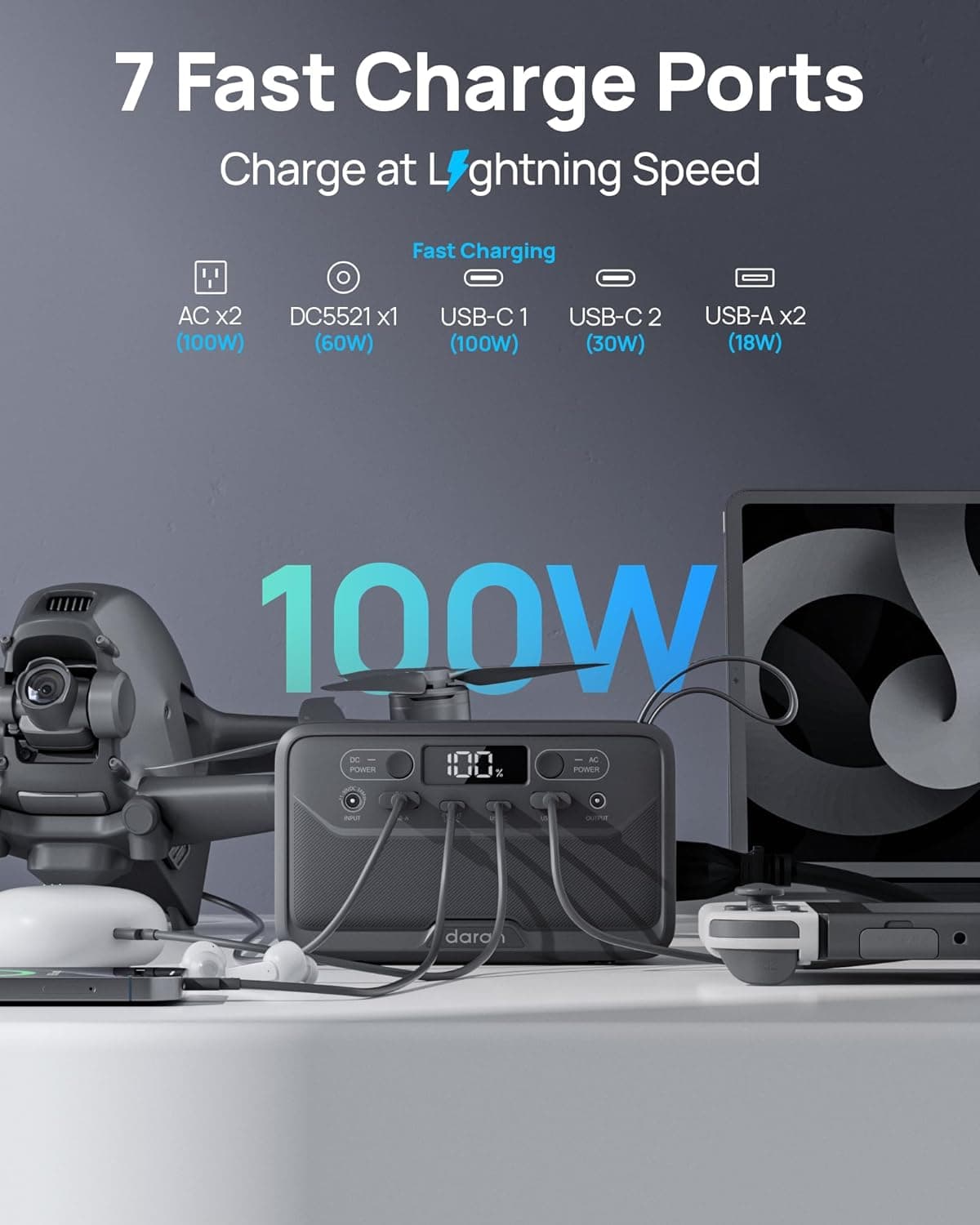 DaranEner 89.6Wh Portable Power Station with 100W AC - image 4