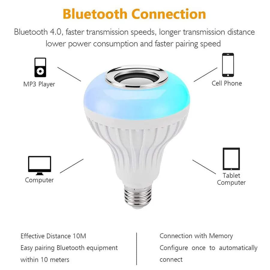 AC 85-265V 12W E27 LED Light Bulb with Bluetooth Speaker - image 5