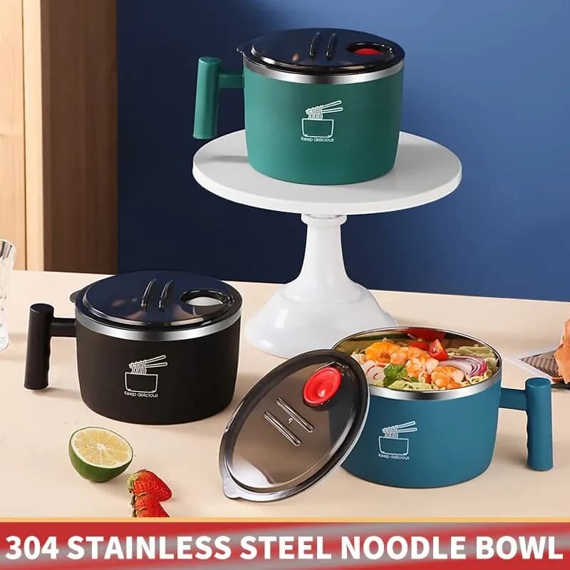 Stainless Steel Bowl With Lid for Instant Noodles - image 2