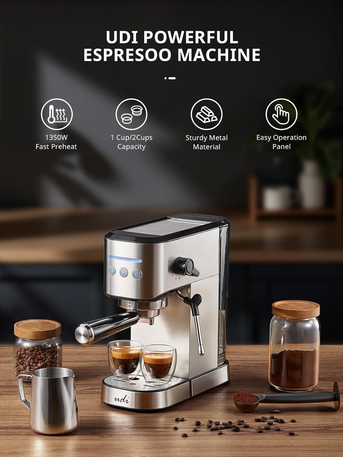 Compact UDI Espresso Maker with Milk Frother - image 4