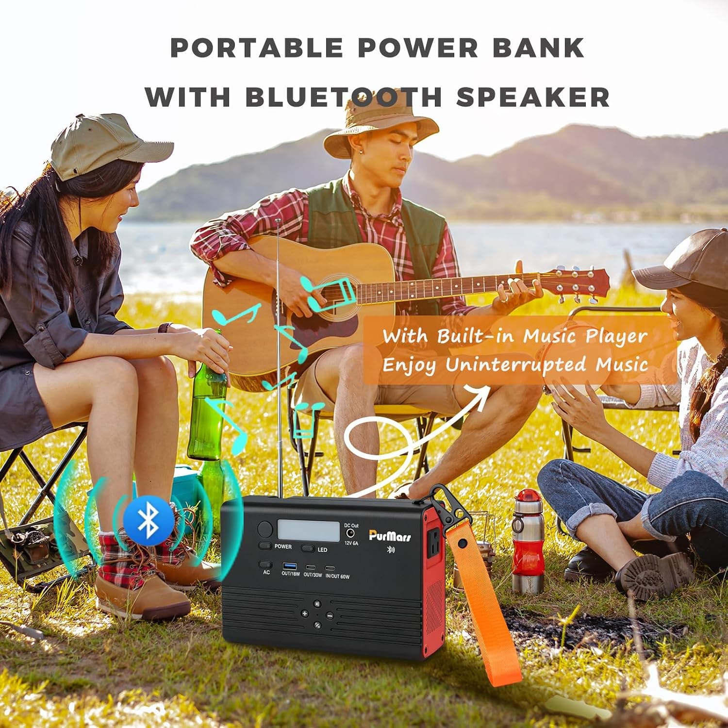 PurMars 92Wh Portable Power Station with Bluetooth Speaker - image 3