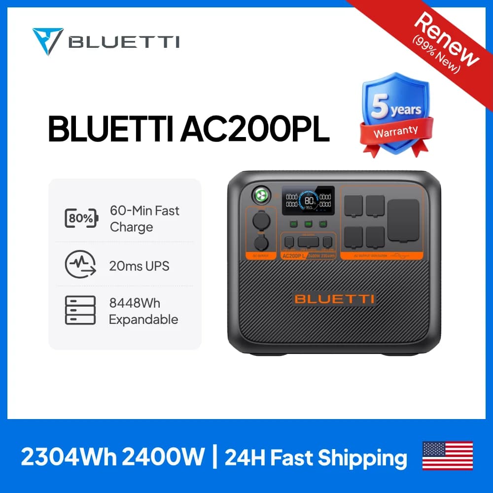 Bluetti AC200PL 2400W Portable Power Station and Solar Generator