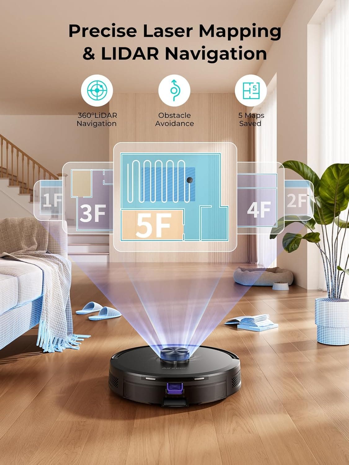 Airzeen Q20 Ultra Robot Vacuum and Mop with Self-Empty Dock - image 4