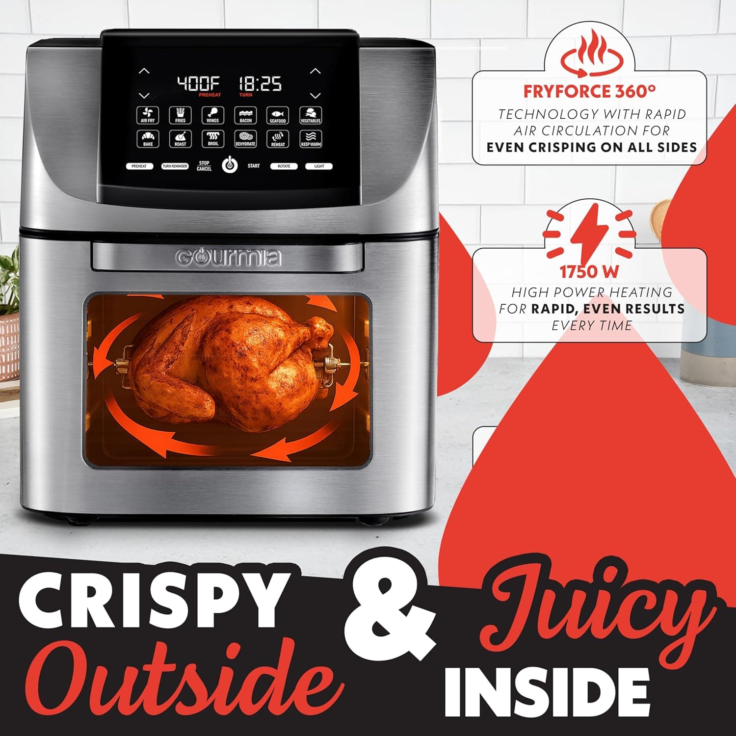 Gourmia Air Fryer - 14 Qt Rotisserie Oven - image 3