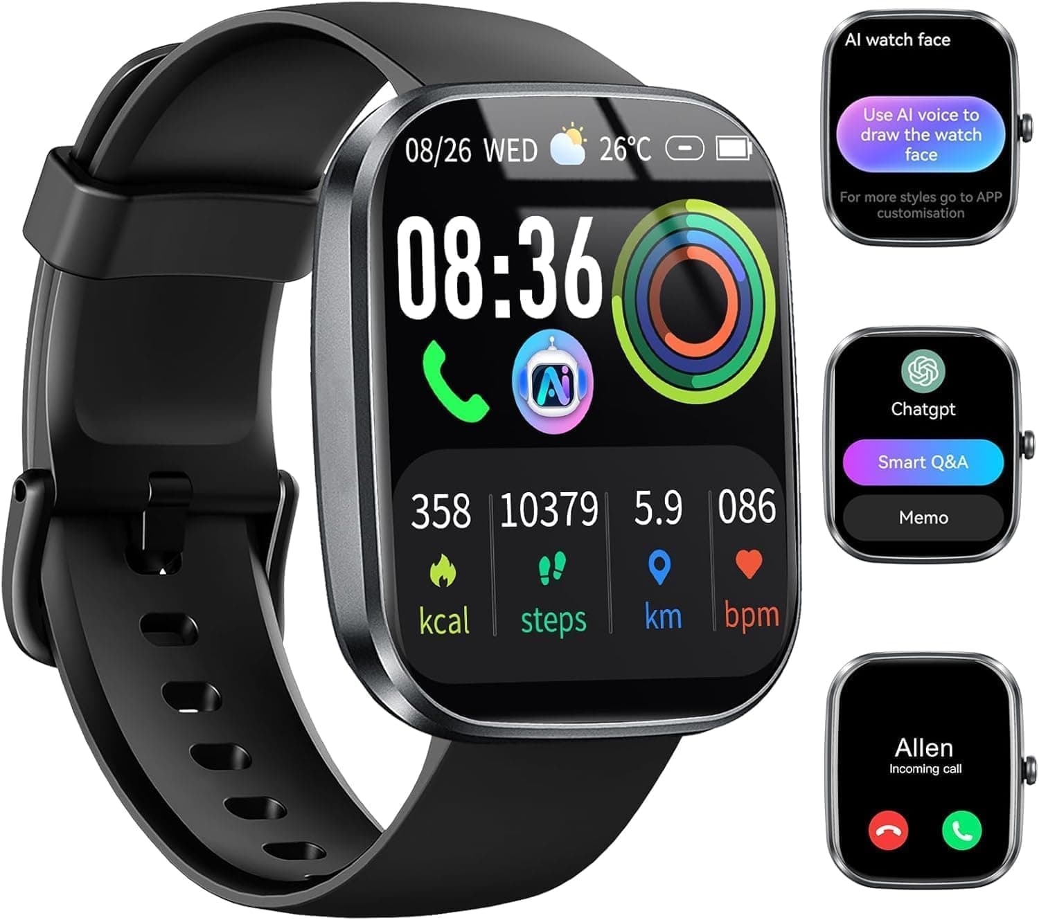 uaue 1.91-Inch Smartwatch with Bluetooth Calling and AI Features