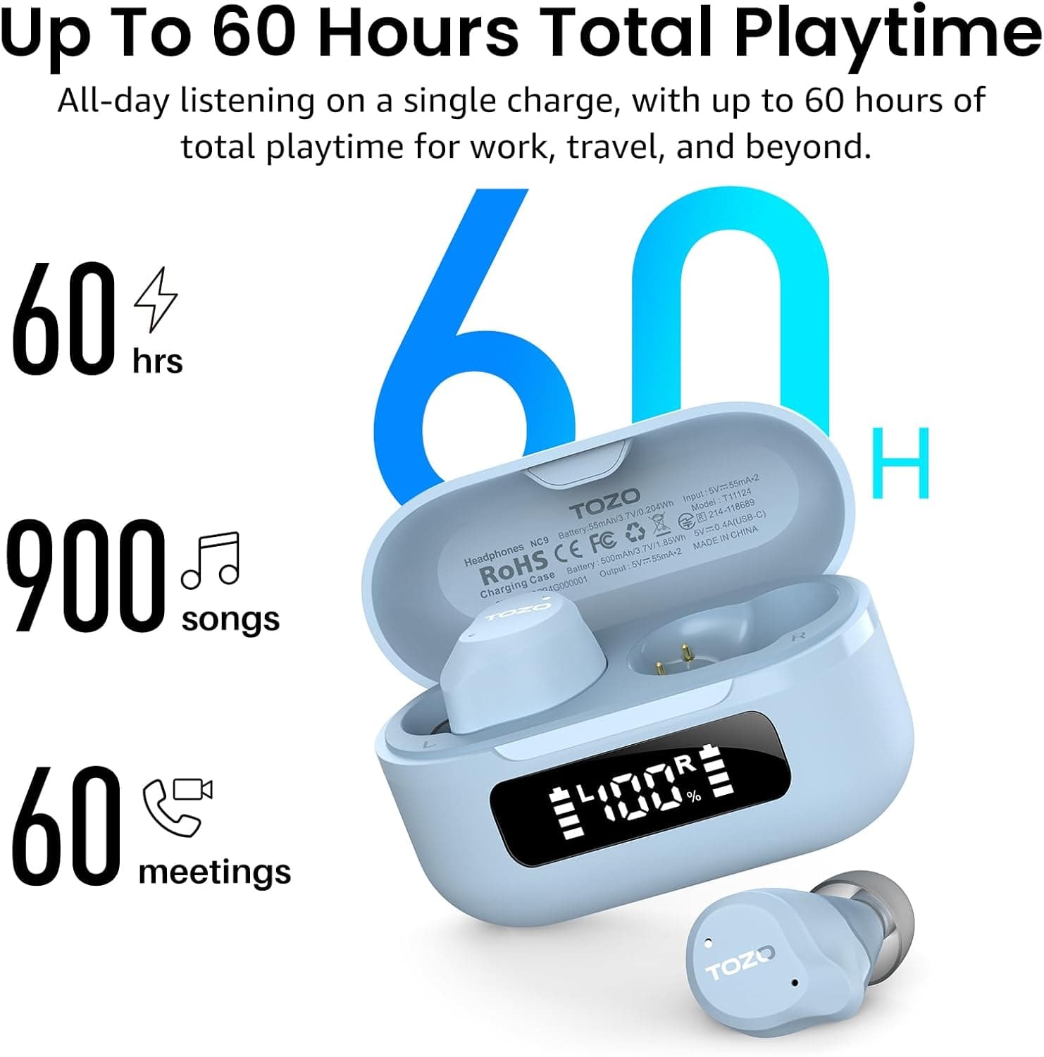 TOZO NC9 Hybrid Active Noise Cancelling Wireless Earbuds - image 4