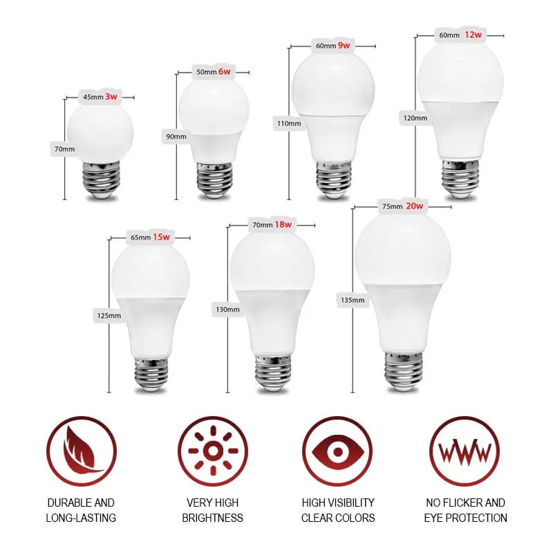 E27 LED Bulb - 10PCS Energy Saving Light Bulbs - image 3
