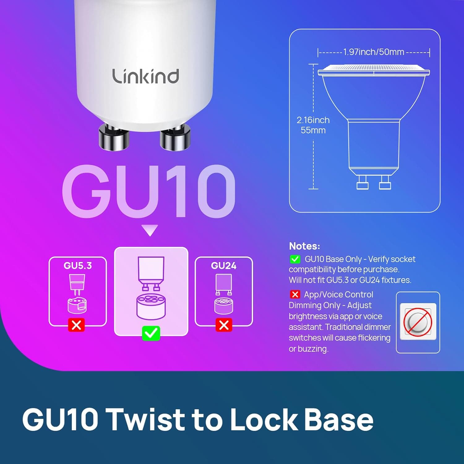 Linkind Matter GU10 Smart Light Bulbs, 4-Pack - image 3