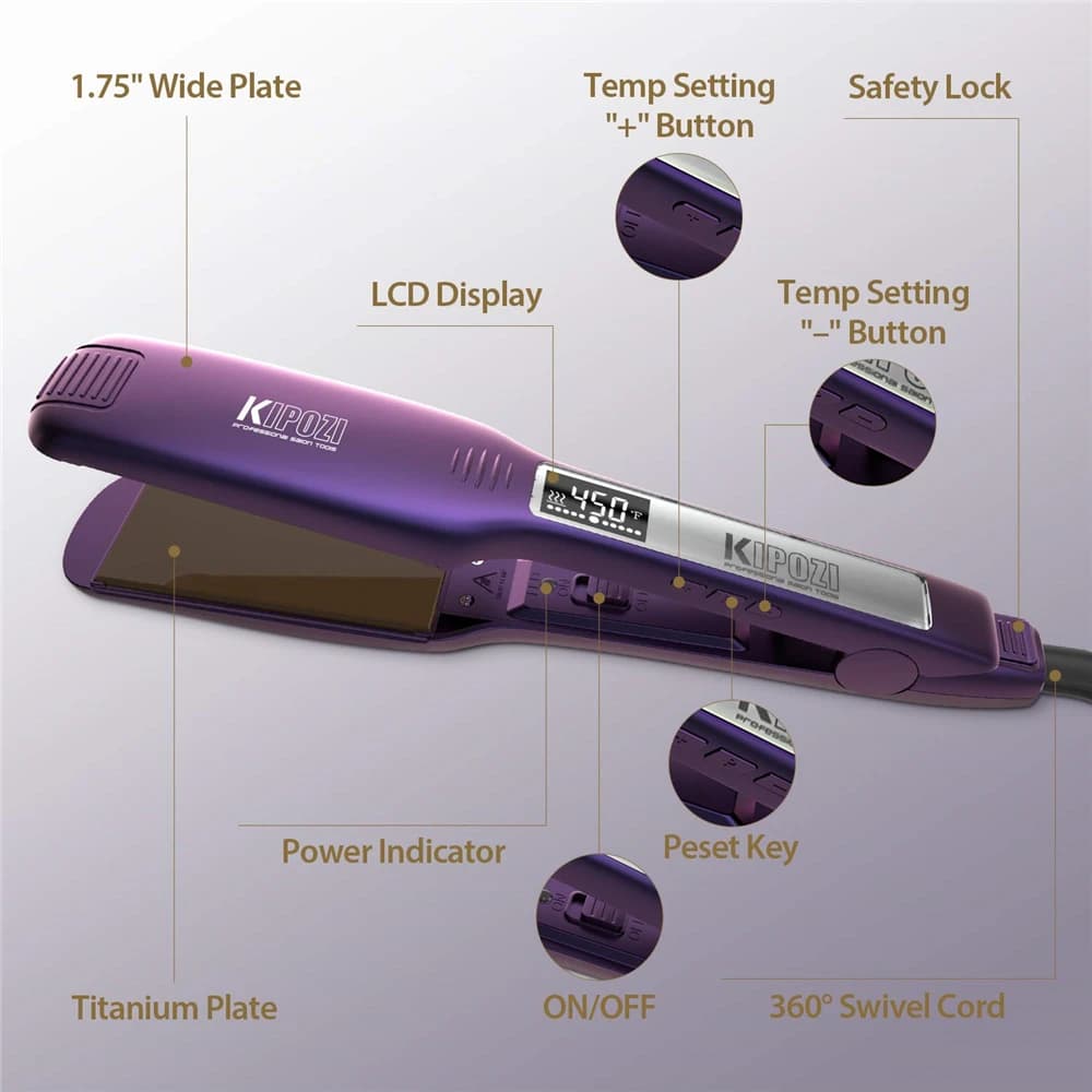 KIPOZI Professional Titanium Flat Iron Hair Straightener - image 4