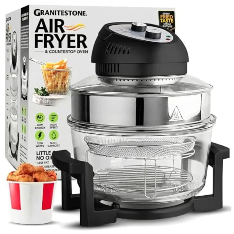 16Qt Large Glass Air Fryer Halogen Oven Cooker