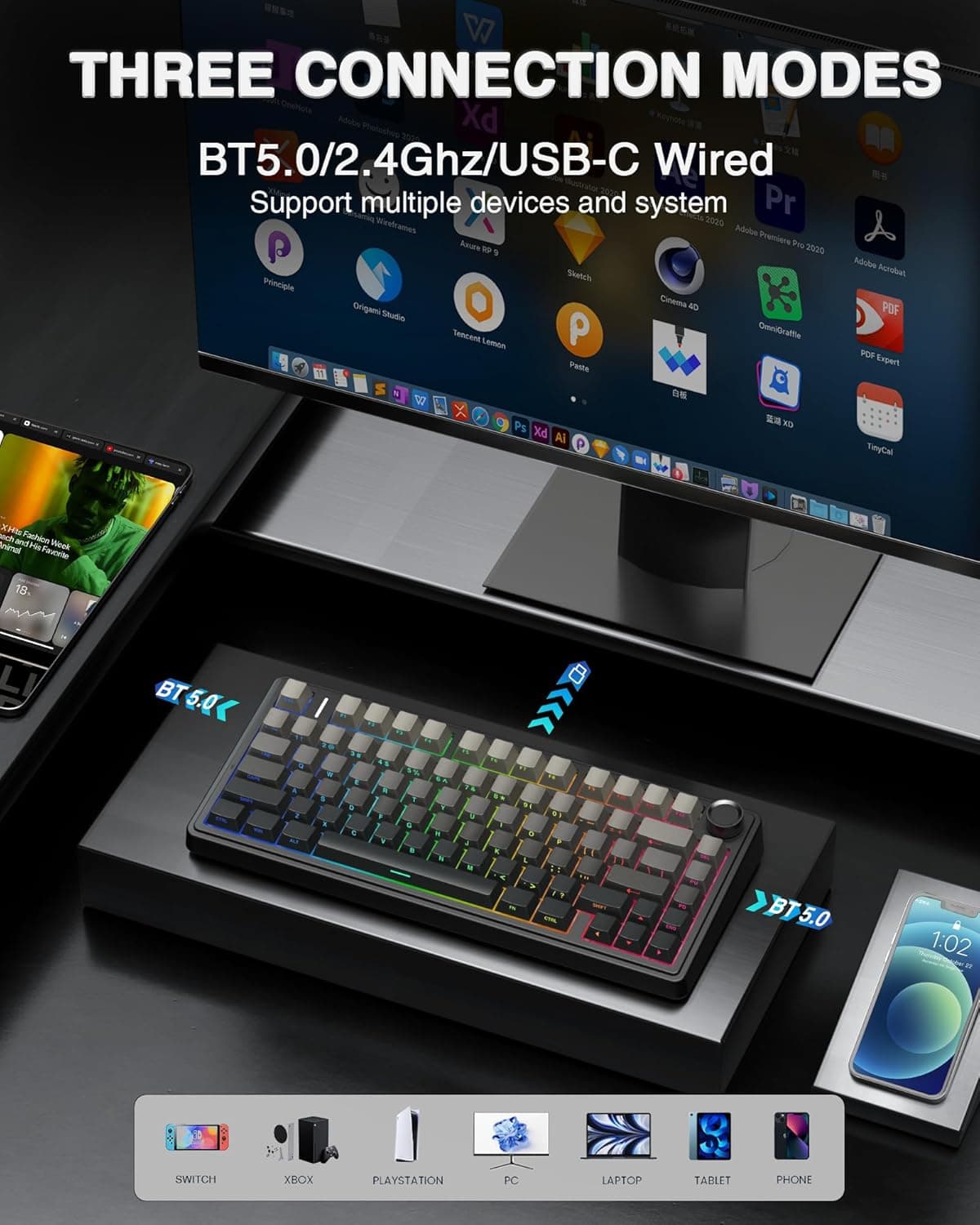 AULA F75 Pro: Versatile Wireless Mechanical Gaming Keyboard - image 3