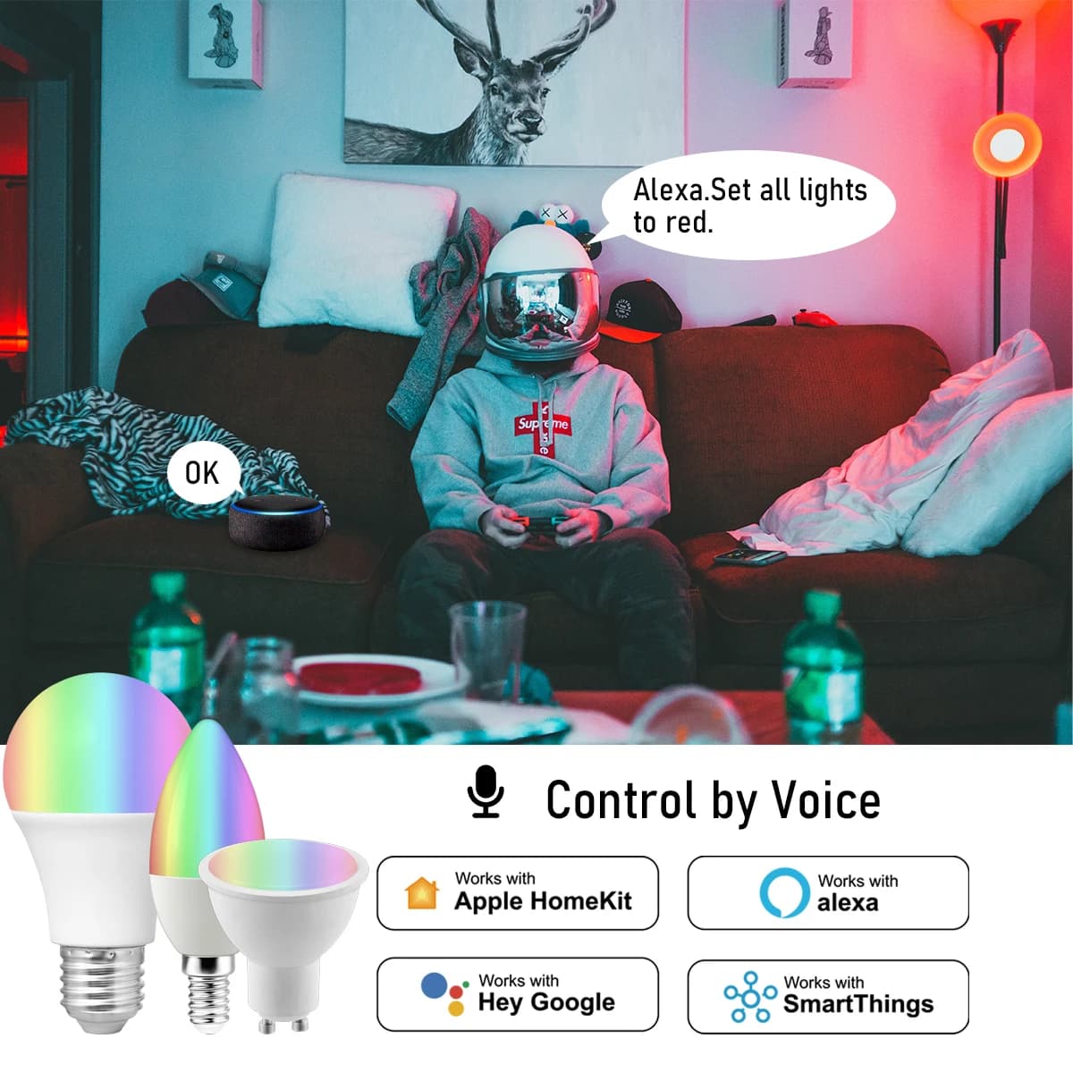 Voice Control Smart RGB Light Bulb - image 2