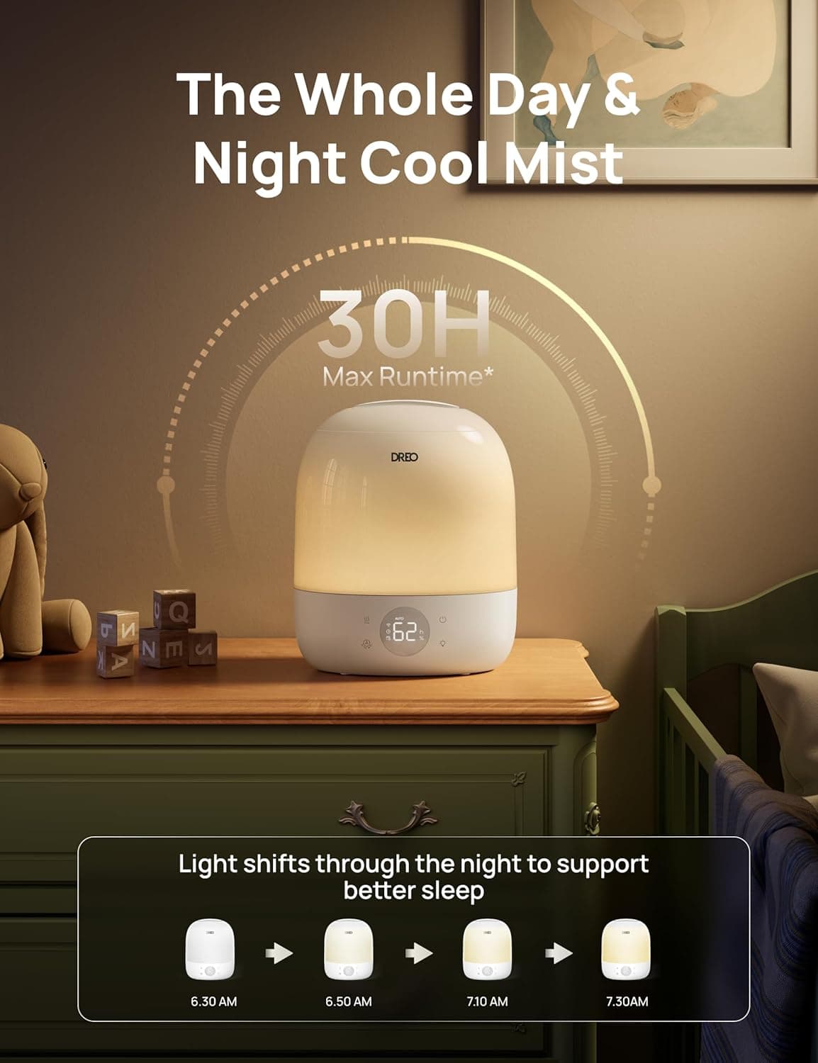 DREO HM409S Smart Cool Mist Humidifier with Night Light - image 4