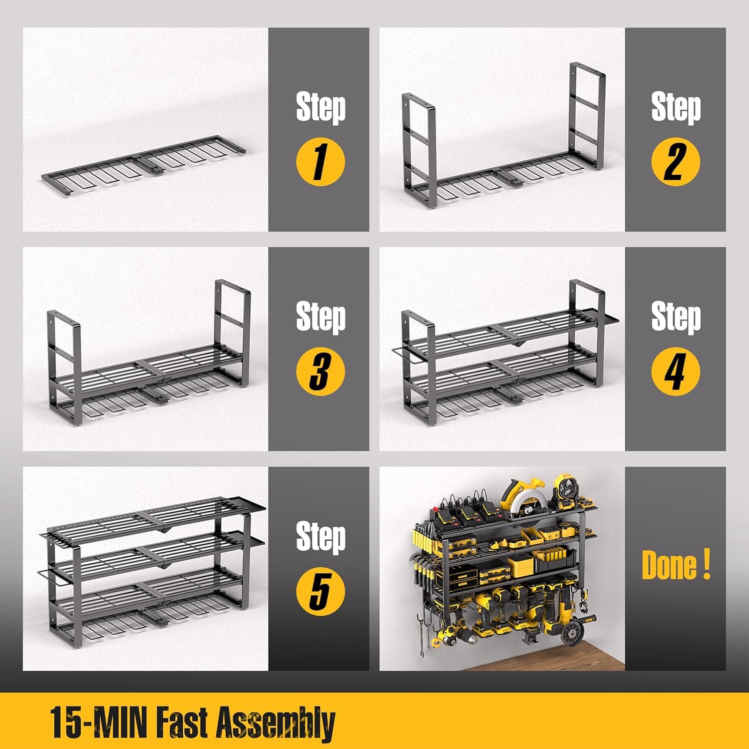 Spampur 4-Tier Power Tool Organizer with 6-Outlet Charging Station - image 4