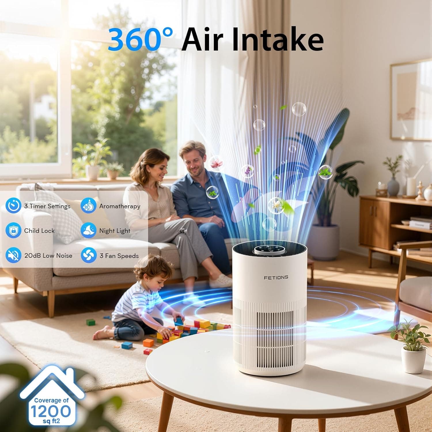 FETIONS Small H14 HEPA Air Purifier with Aroma Diffuser - image 3