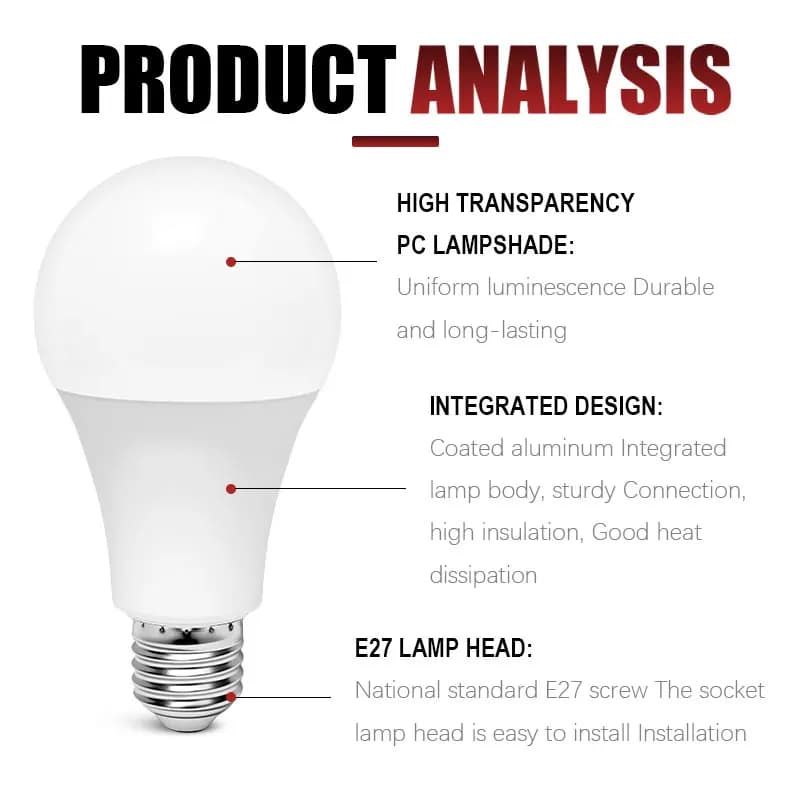 E27 LED Bulb - 10PCS Energy Saving Light Bulbs - image 2
