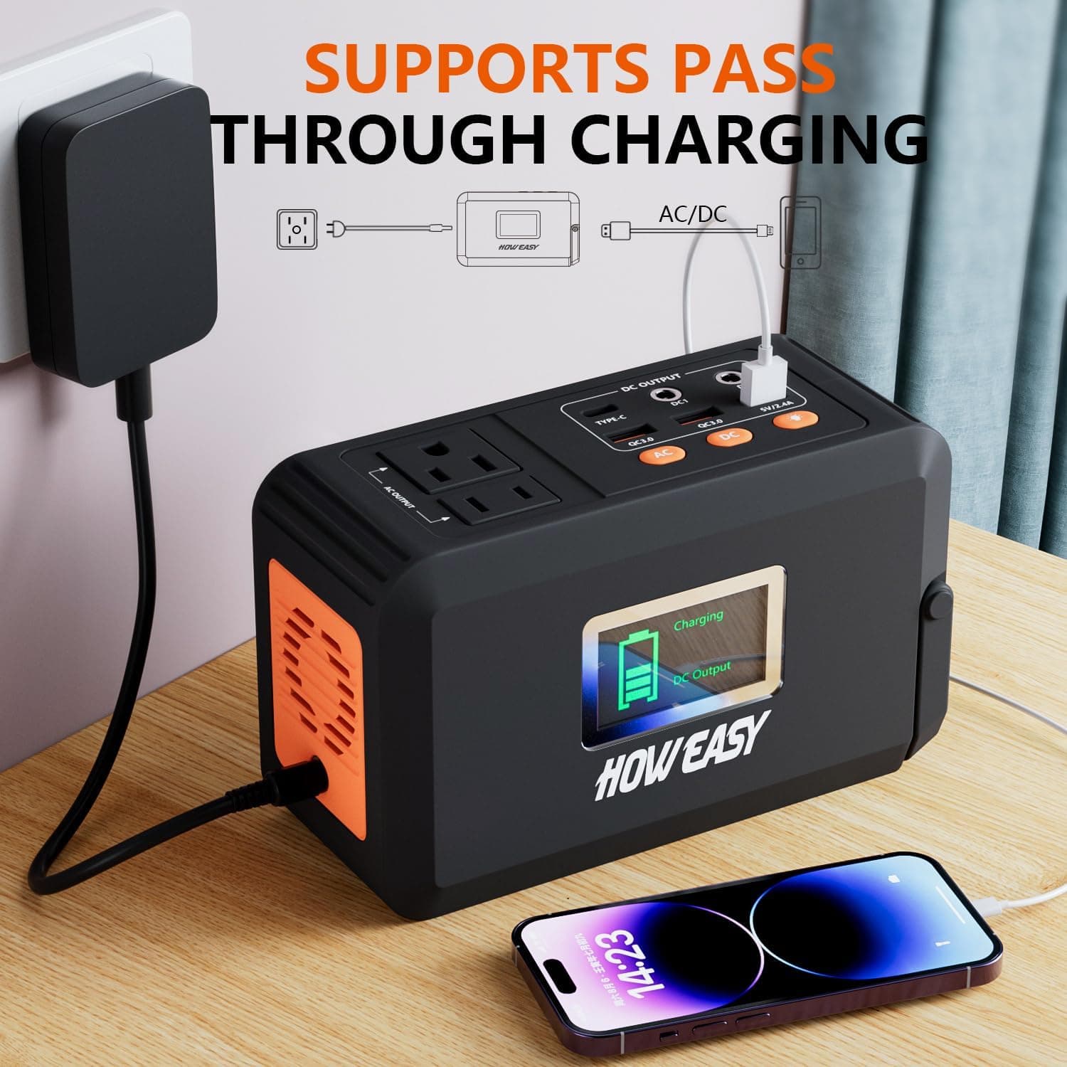 HOWEASY Portable Power Station, 120W Solar Generator - image 5
