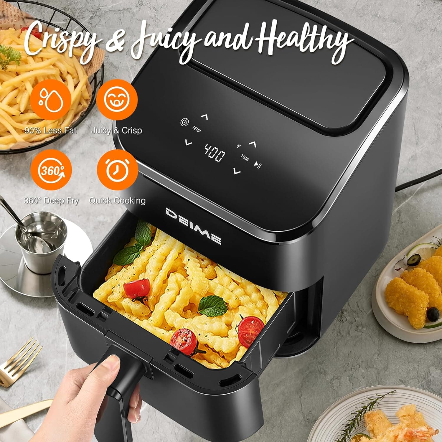 Deime 3-Quart Digital Compact Air Fryer with Touchscreen - image 4