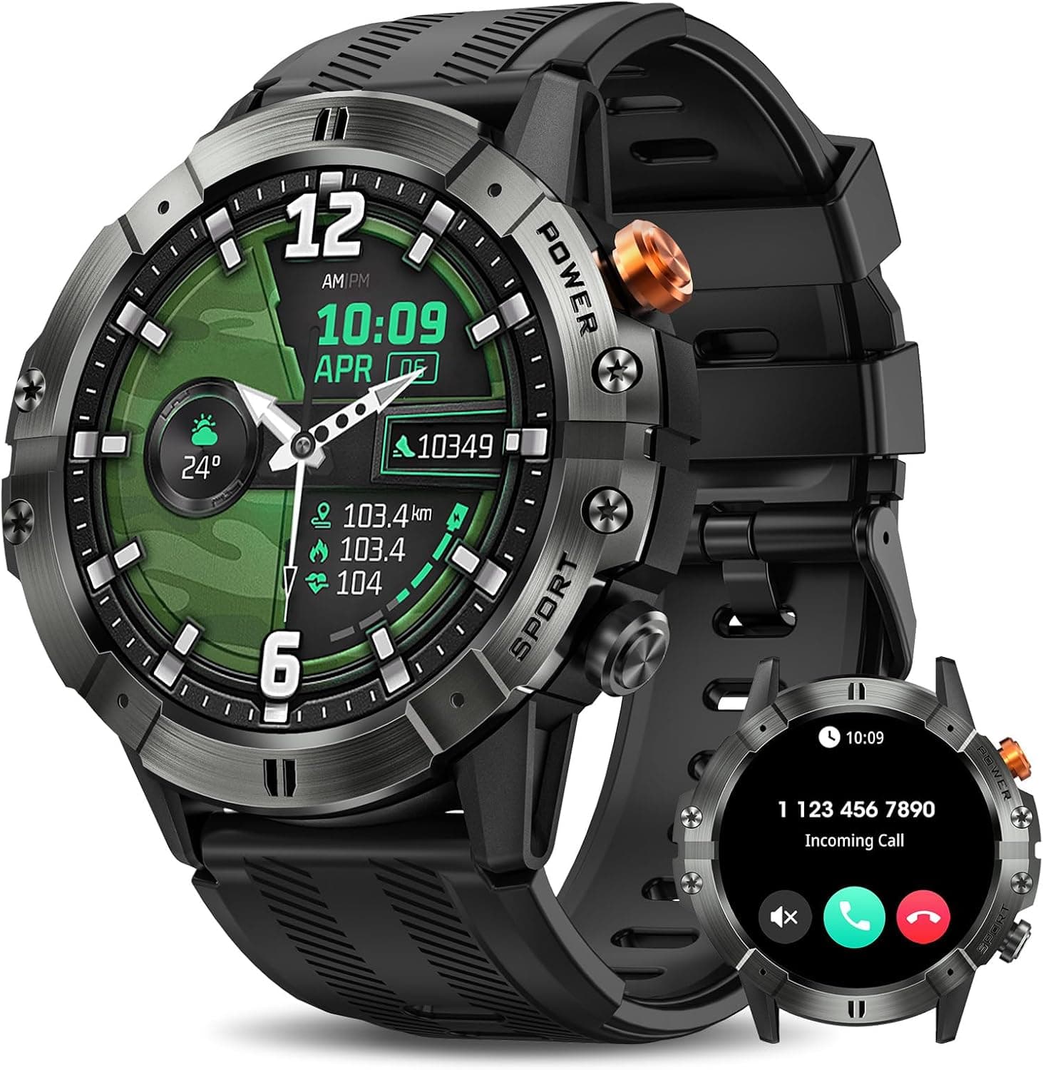 DEKELIFE Military Style Smart Watch with Fitness Tracking