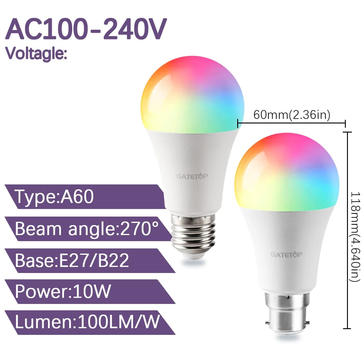 E27 RGB Lamp Spotlight Bulb LED - image 5